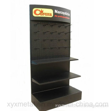 Customized Logo Pegboard Hanging Metal Shelf Rack Floor Display Stand